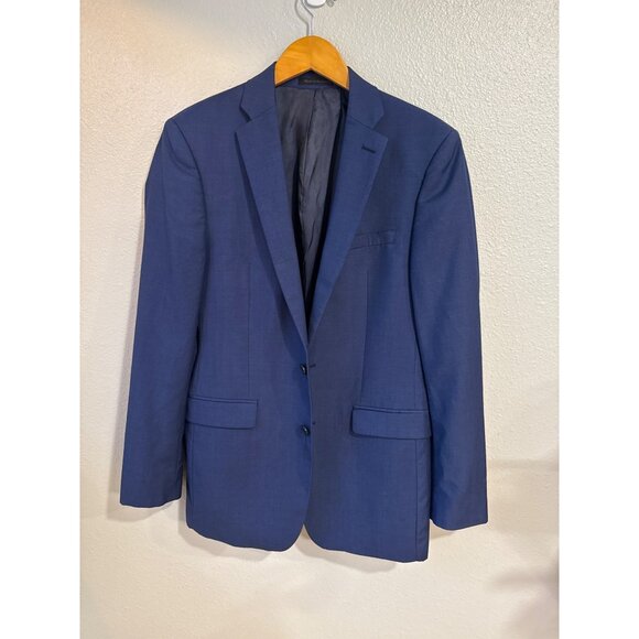 Calvin Klein Mens Navy Blue Wool Suit Jacket Blazer 40L - Picture 1 of 10